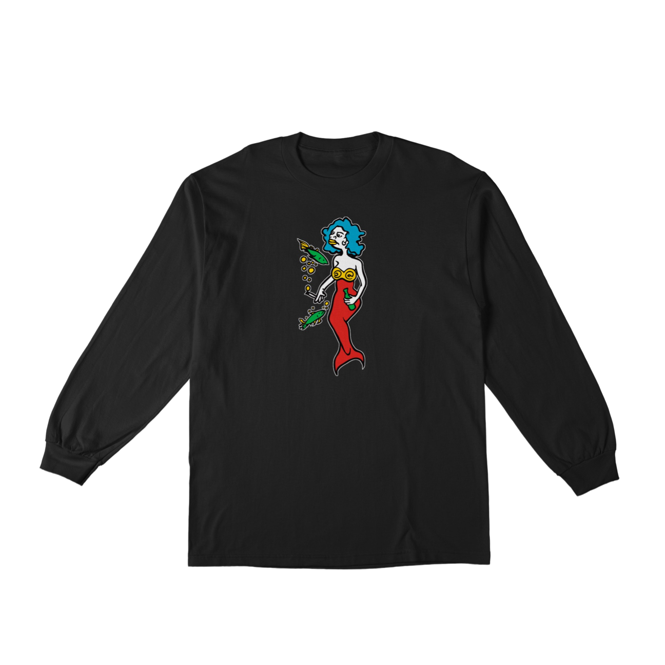 KROOKED - MERMAID LONGSLEEVE TEE - BLACK