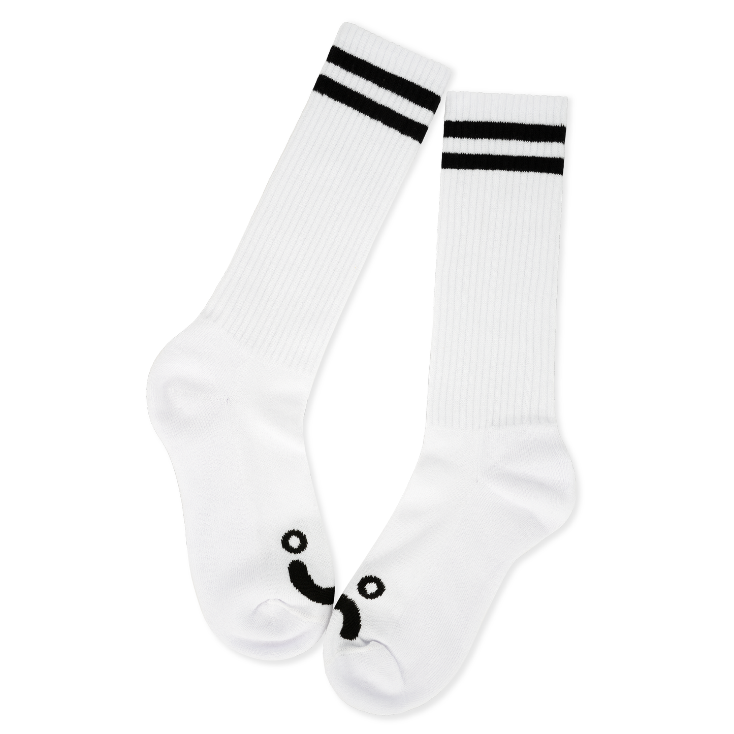 POLAR SKATE CO - HAPPY SAD LONG RIB SOCKS - WHITE