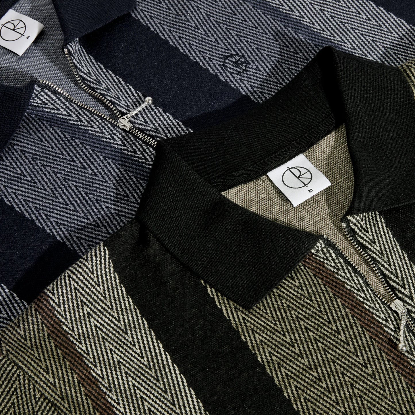 POLAR SKATE CO - JACQUES HERRINGBONE POLO SHIRT - BLUE