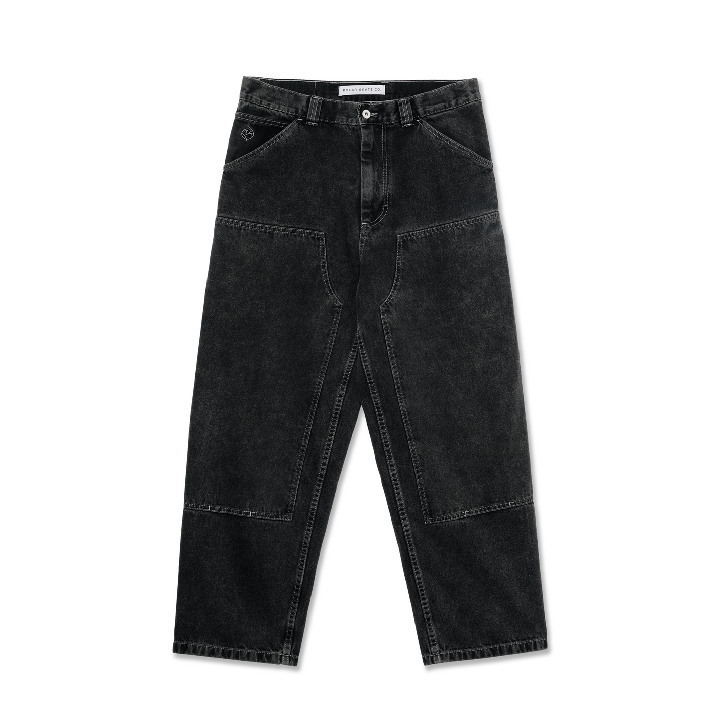 POLAR SKATE CO - DOUBLE KNEE BIG BOY WORK PANTS - SILVER/BLACK