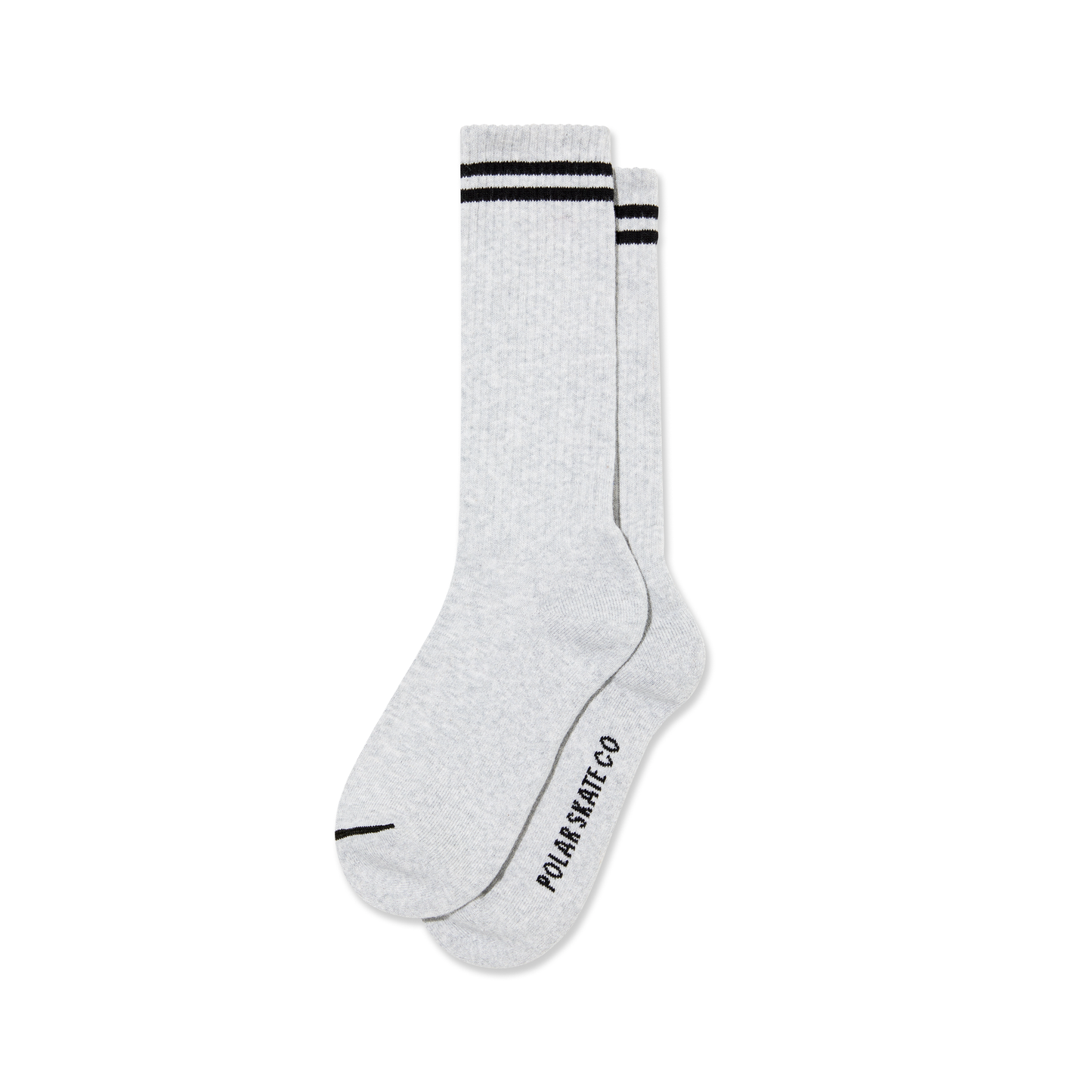 POLAR SKATE CO - LONG 2 STRIPES RIB SOCKS - HEATHER GREY/BLACK