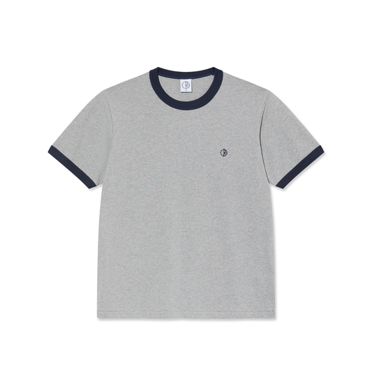 POLAR SKATE CO - RINGER TEE - HEATHER GREY/NAVY