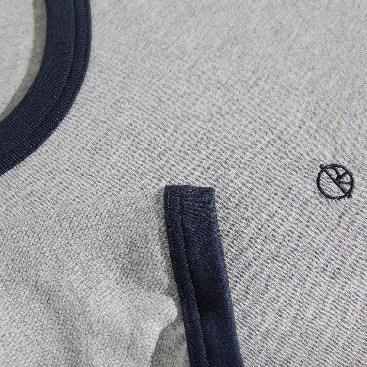 POLAR SKATE CO - RINGER TEE - HEATHER GREY/NAVY