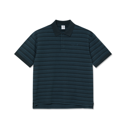 POLAR SKATE CO - SURF POLO STRIPE SHIRT - NEPTUNE BLUE