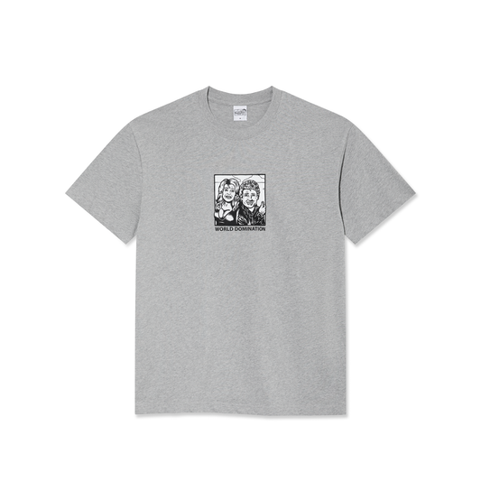 POLAR SKATE CO - WORLD DOMINATION TEE - HEATHER GREY