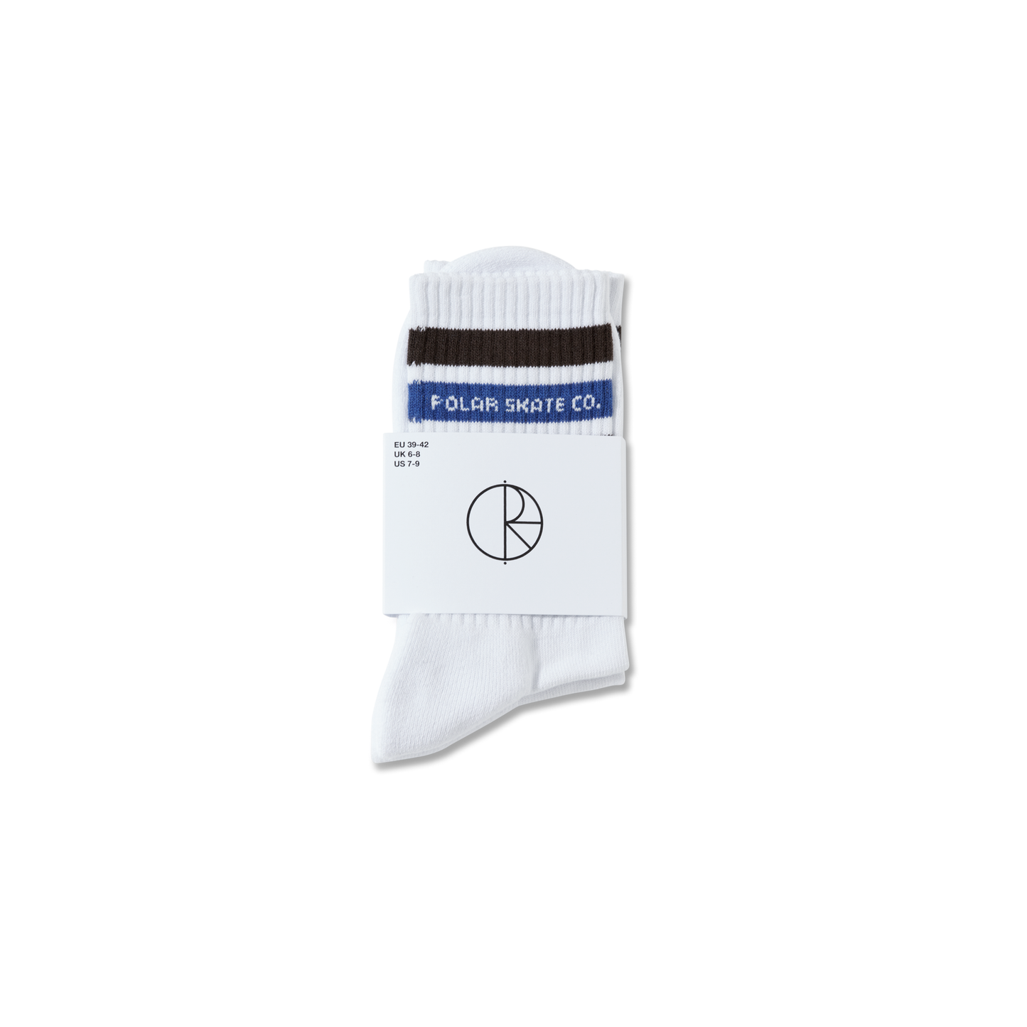 POLAR SKATE CO - FAT STRIPE SOCKS - WHITE/BROWN/BLUE