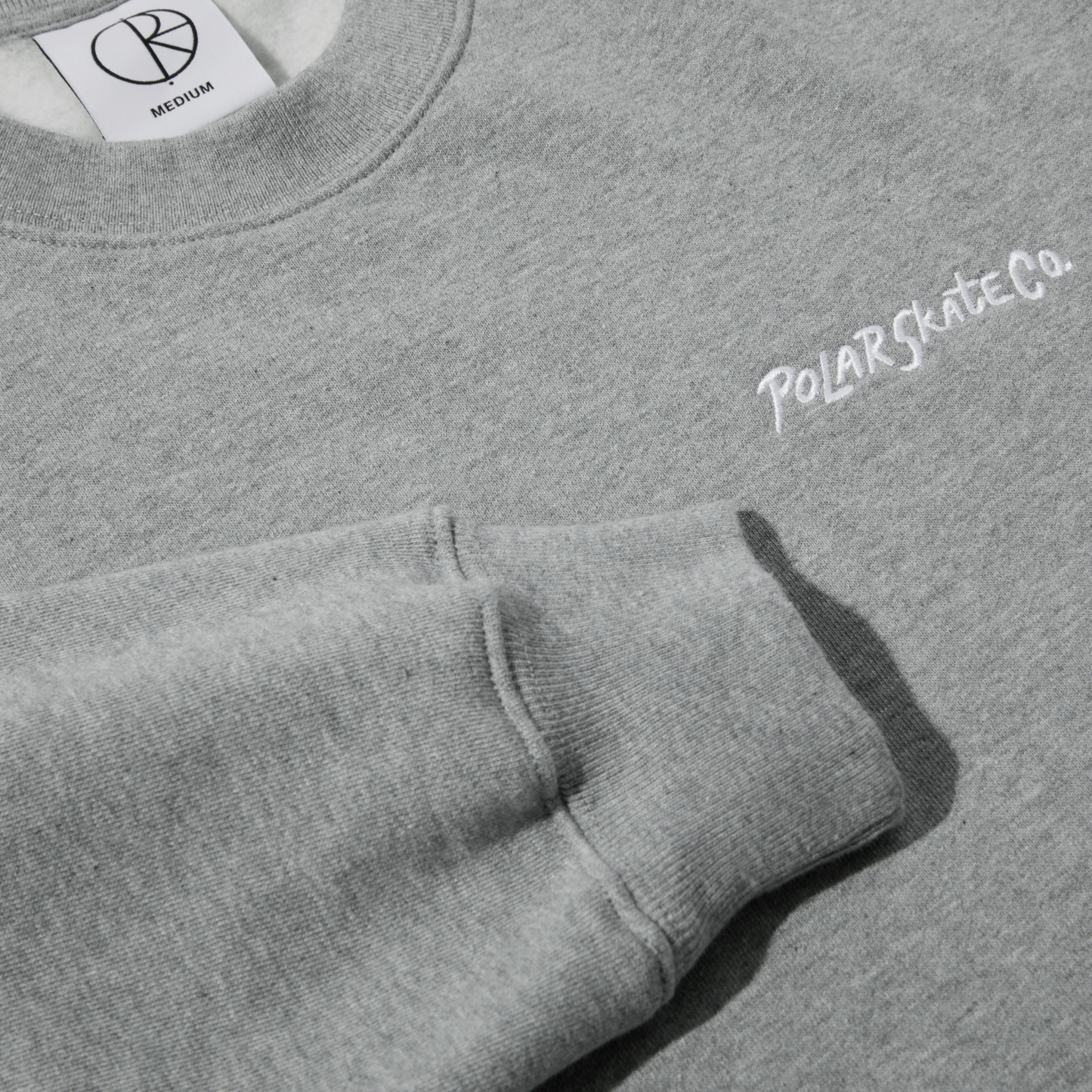 POLAR SKATE CO - SURF LOGO CREW - HEATHER GREY