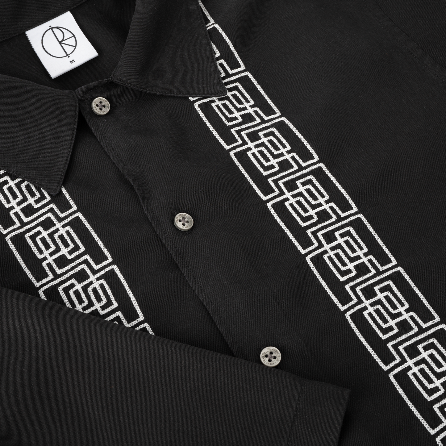 POLAR SKATE CO - DOUBLE P BOWLING SHIRT - BLACK/WHITE