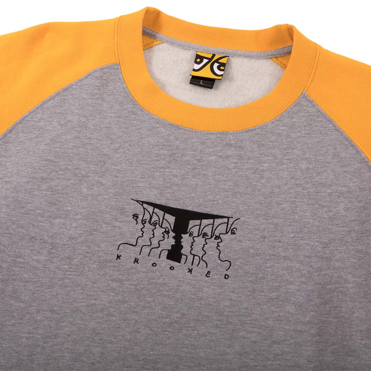 KROOKED - FACES CREW SWEATER - GREY/GOLD