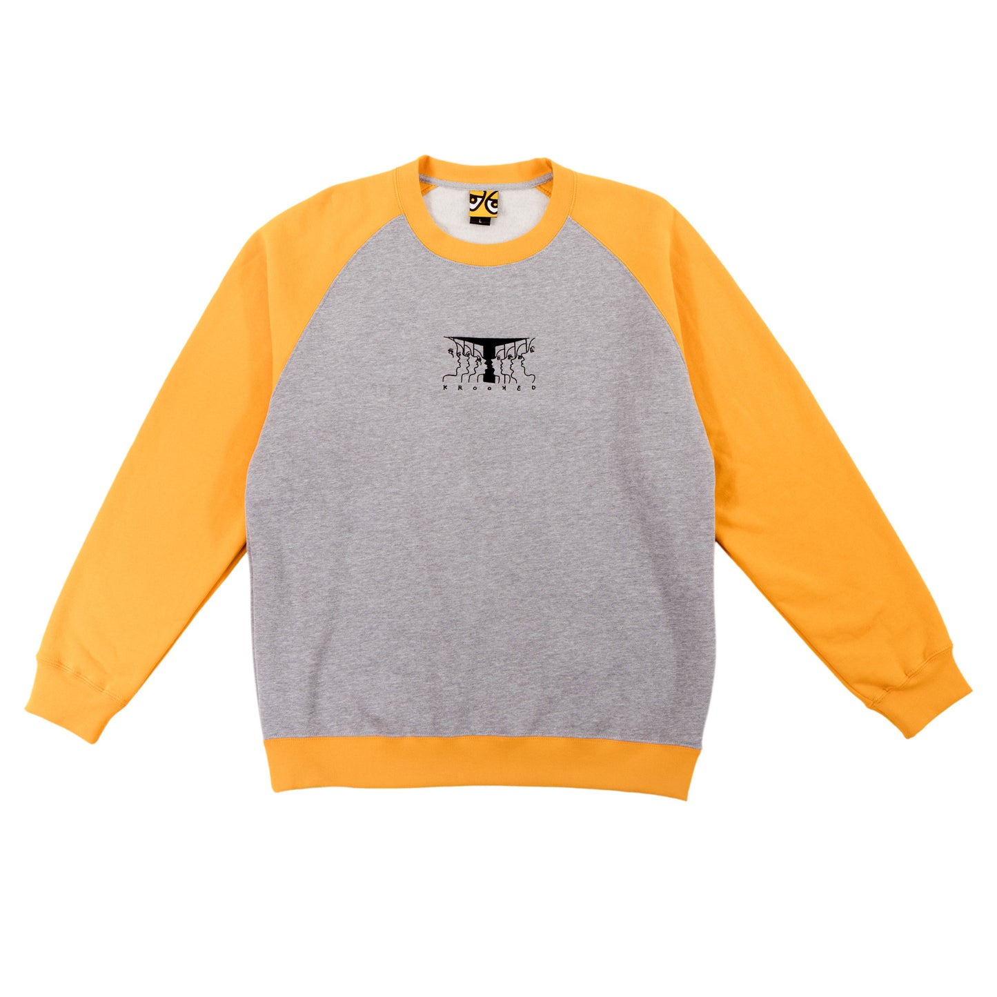 KROOKED - FACES CREW SWEATER - GREY/GOLD