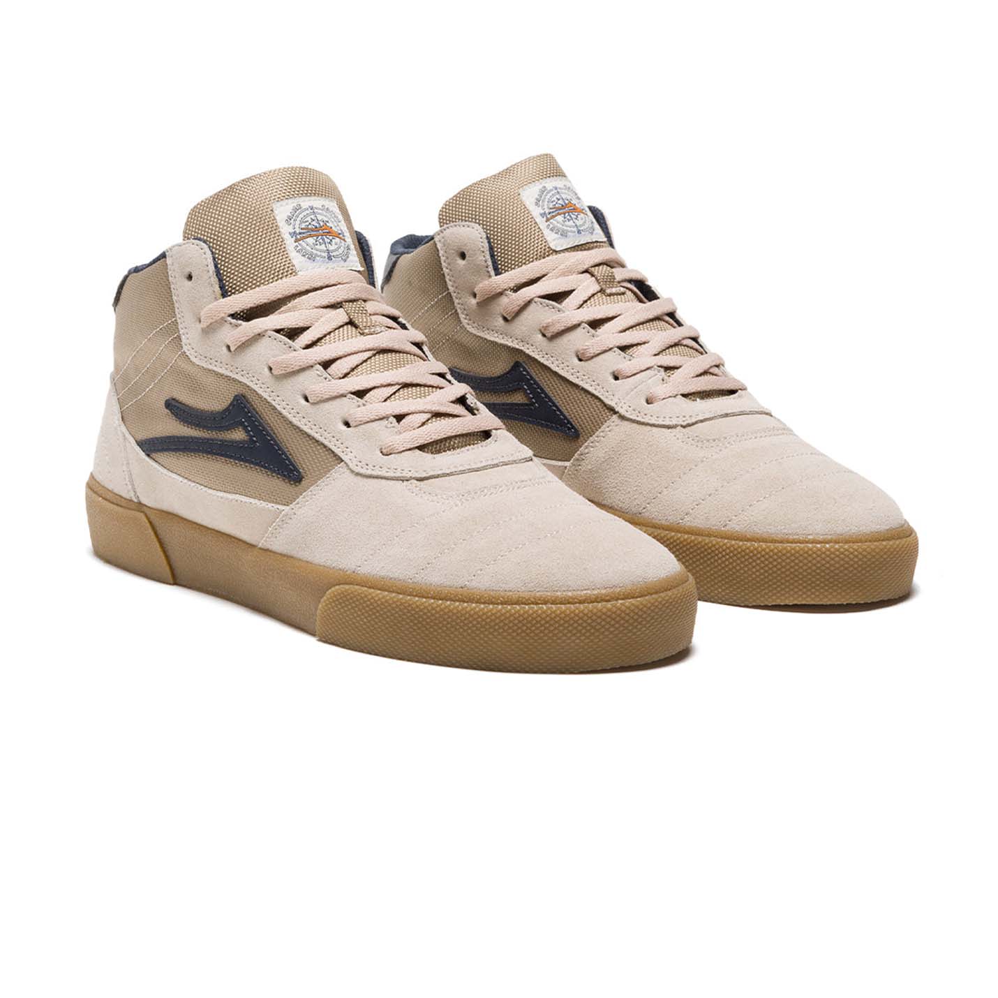 LAKAI - CAMBRIDGE MID SHOES - CREAM/NAVY SUEDE