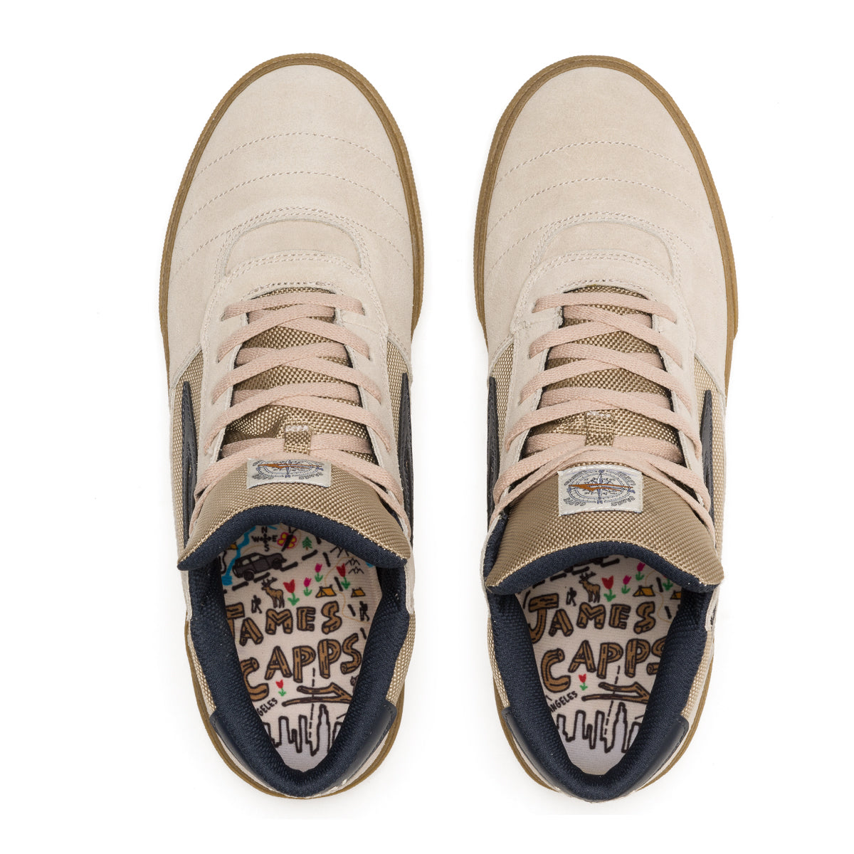 LAKAI - CAMBRIDGE MID SHOES - CREAM/NAVY SUEDE
