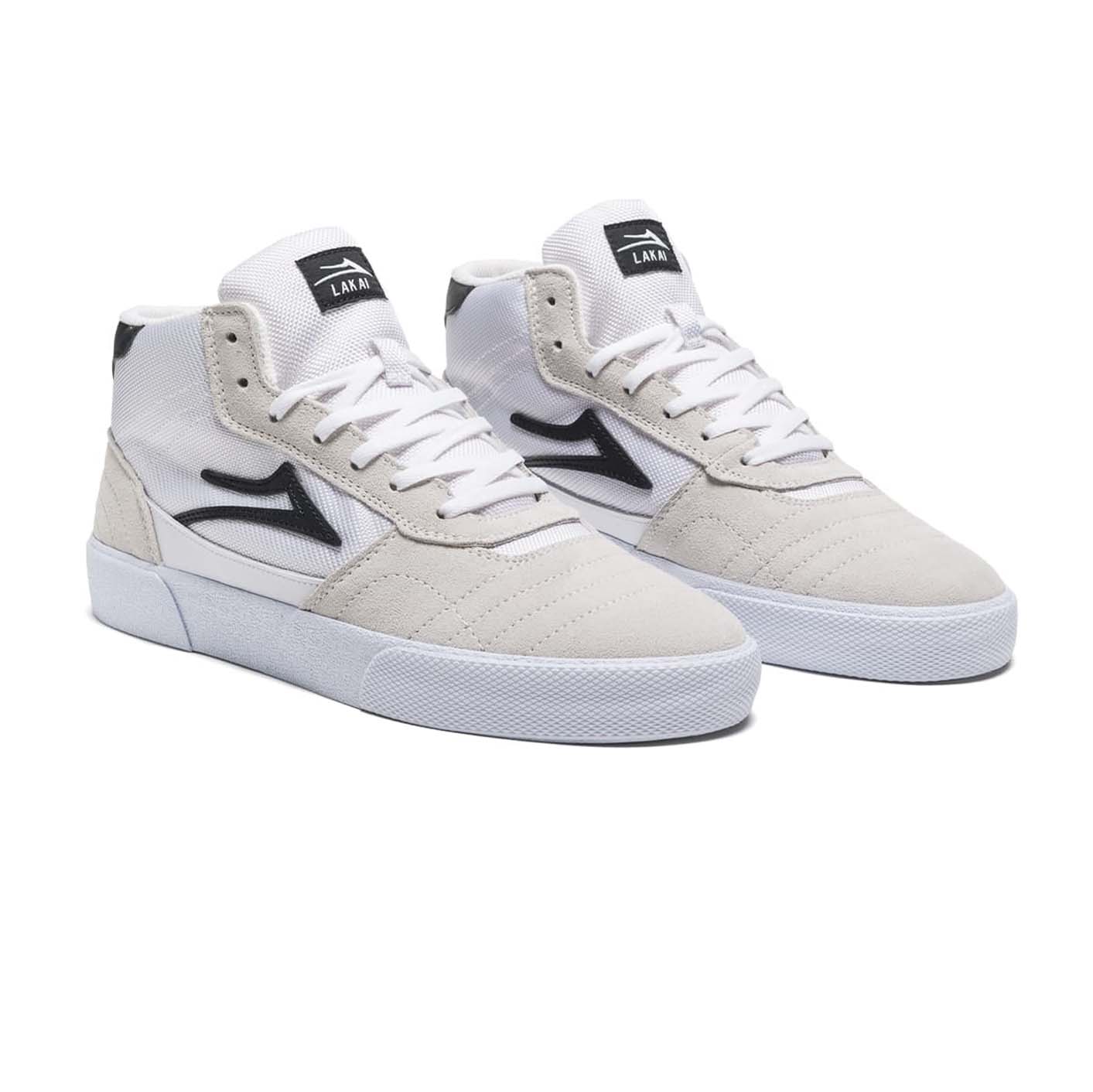 LAKAI - CAMBRIDGE MID SHOES - WHITE/BLACK SUEDE