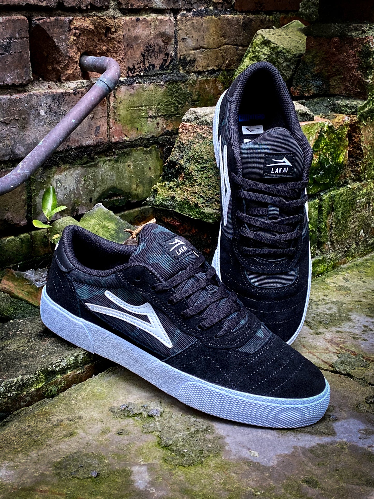 LAKAI - CAMBRIDGE - BLACK/GREEN CAMO SUEDE - SHOES