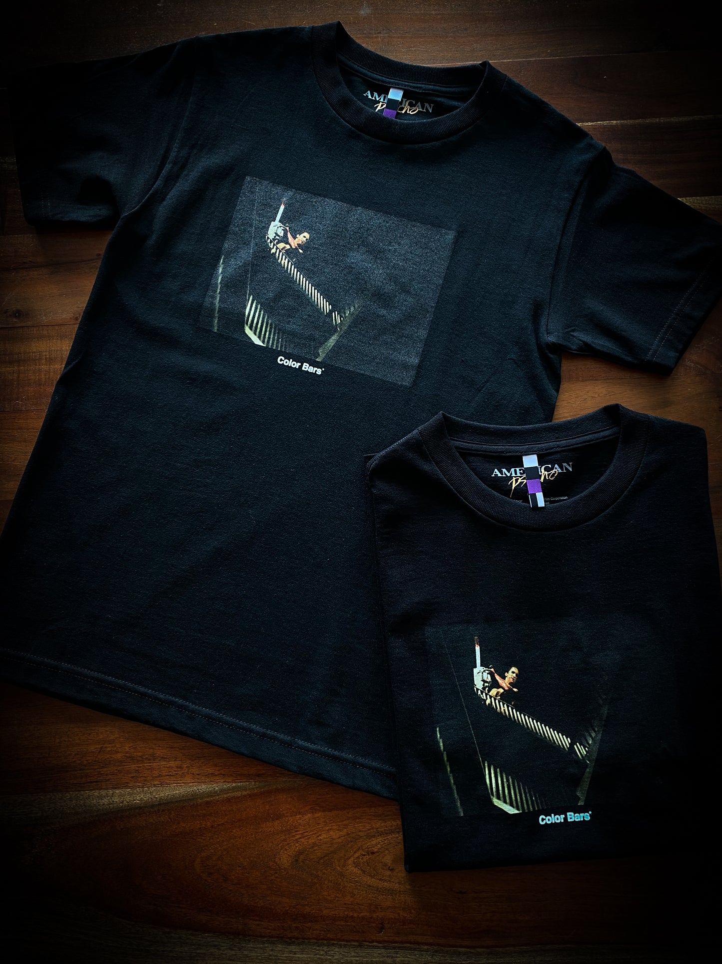 COLOR BARS - AMERICAN PSYCHO CHAINSAW TEE - BLACK