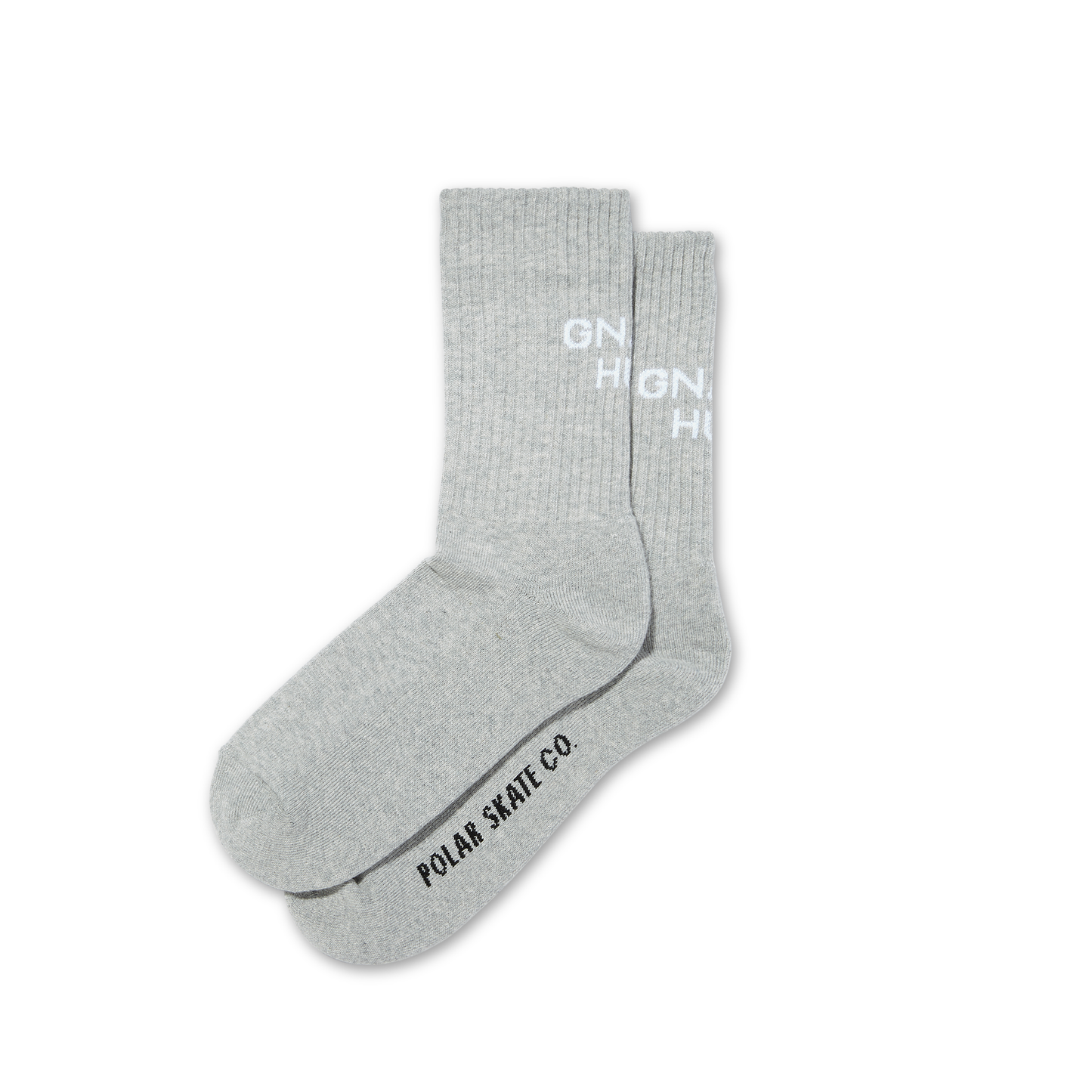 POLAR SKATE CO - GNARLY HUH! SOCKS - HEATHER GREY