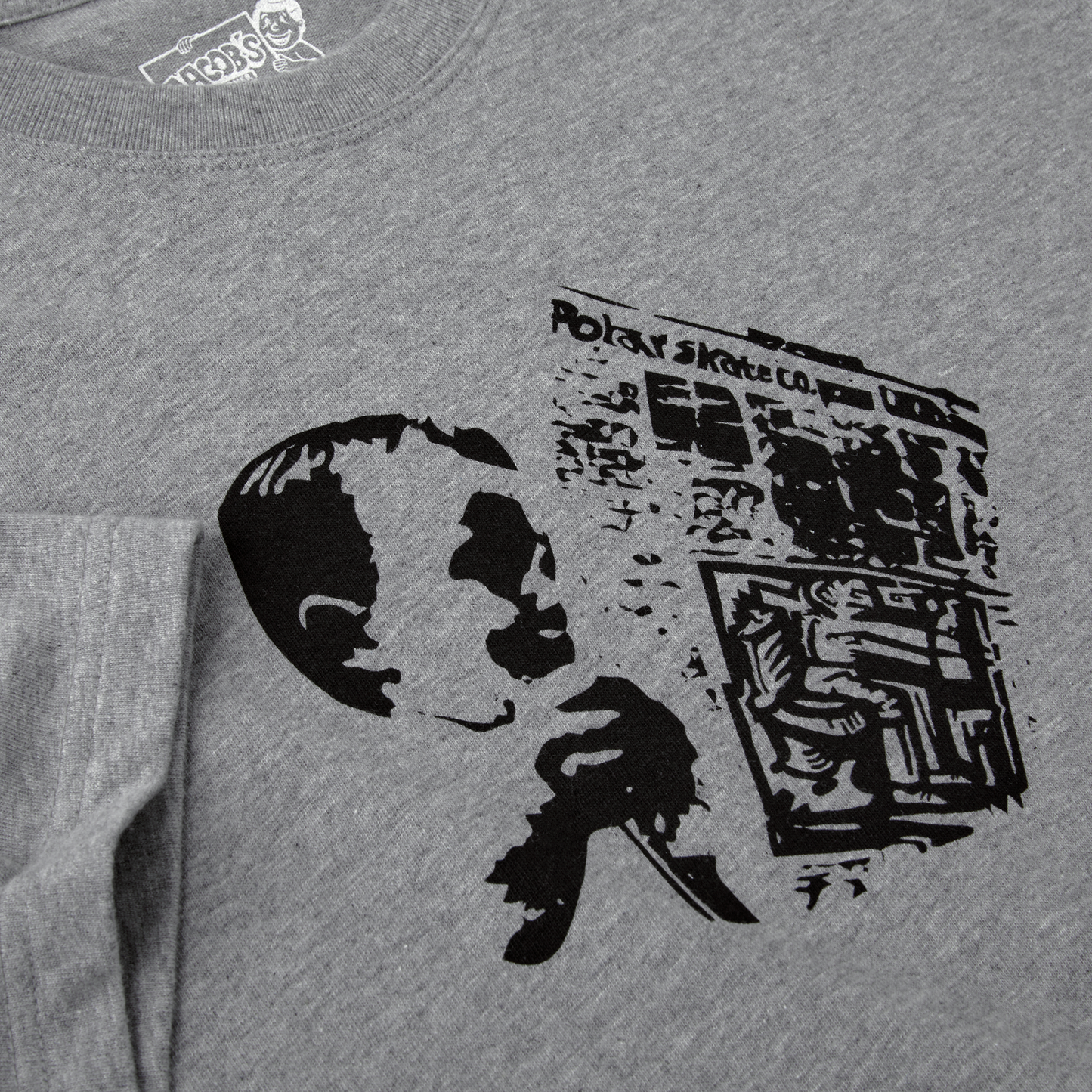 POLAR SKATE CO - NEWSPAPER TEE - HEATHER GREY