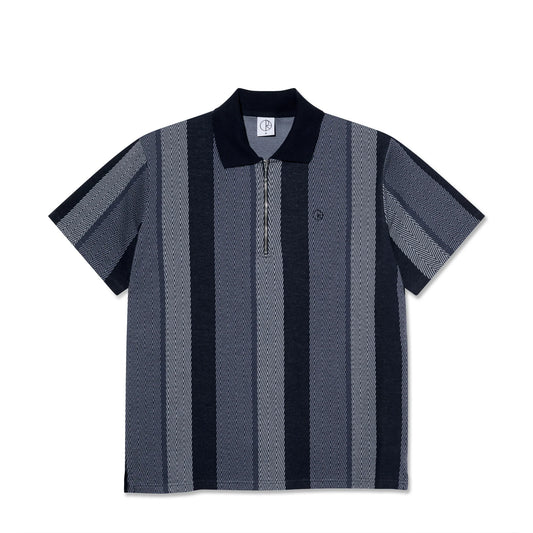 POLAR SKATE CO - JACQUES HERRINGBONE POLO SHIRT - BLUE