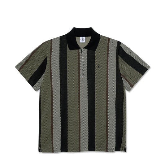 POLAR SKATE CO - JACQUES HERRINGBONE POLO SHIRT - KHAKI GREEN