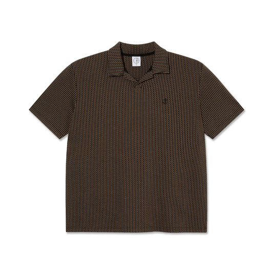 POLAR SKATE CO - BOUCLE SERGE POLO SHIRT - BRASS/BLACK