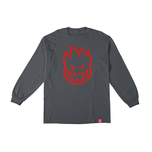 SPITFIRE - BIGHEAD LONG SLEEVE TEE - CHARCOAL/RED - YOUTH SIZE