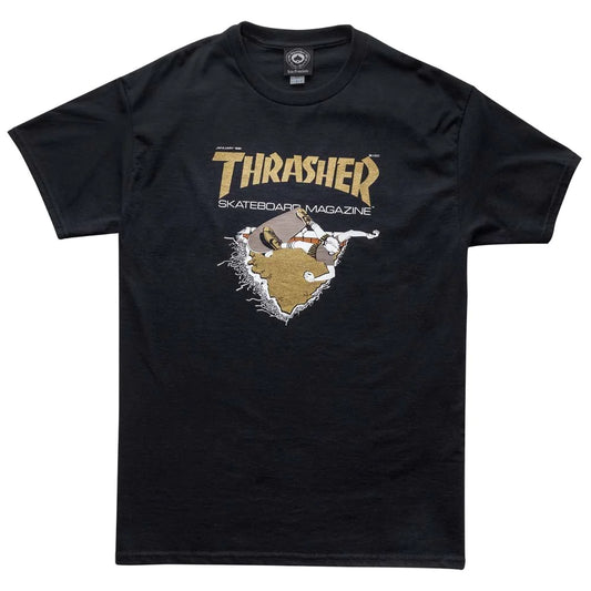 THRASHER - FIRST COVER TEE - BLACK/GOLD